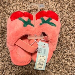 Cat & Jack Pink and Red Fuzzy Kids Slippers